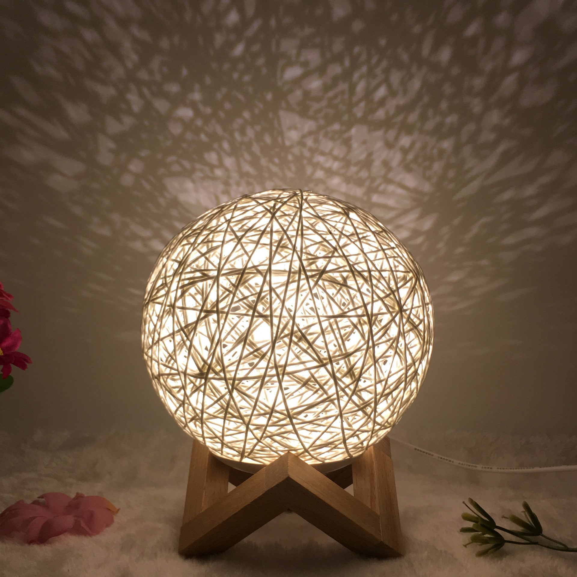 Table Lamp Novel and Unique LED Intelligent Remote Control Rattan Ball Lamp