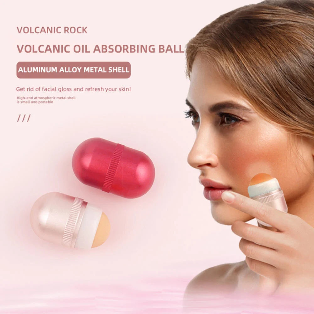 Mini Facial Oil Absorbent Roller Natural Volcanic Stone Roller T-Zone Oil Control Remove Fat Face Reusable Skin Care Tool