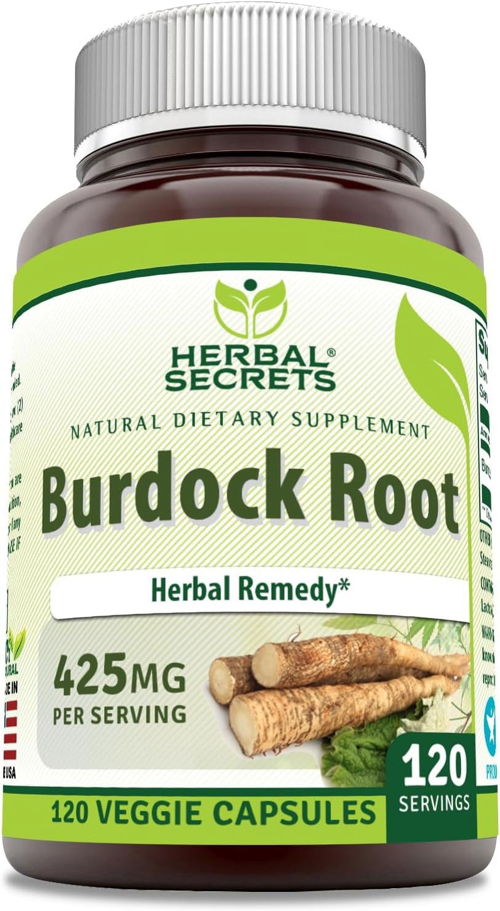 Burdock Root 425 Mg per Serving 120 Veggie Capsules Supplement | Non-Gmo | Gluten-Free | Made in USA | Suitable for Vegetarian