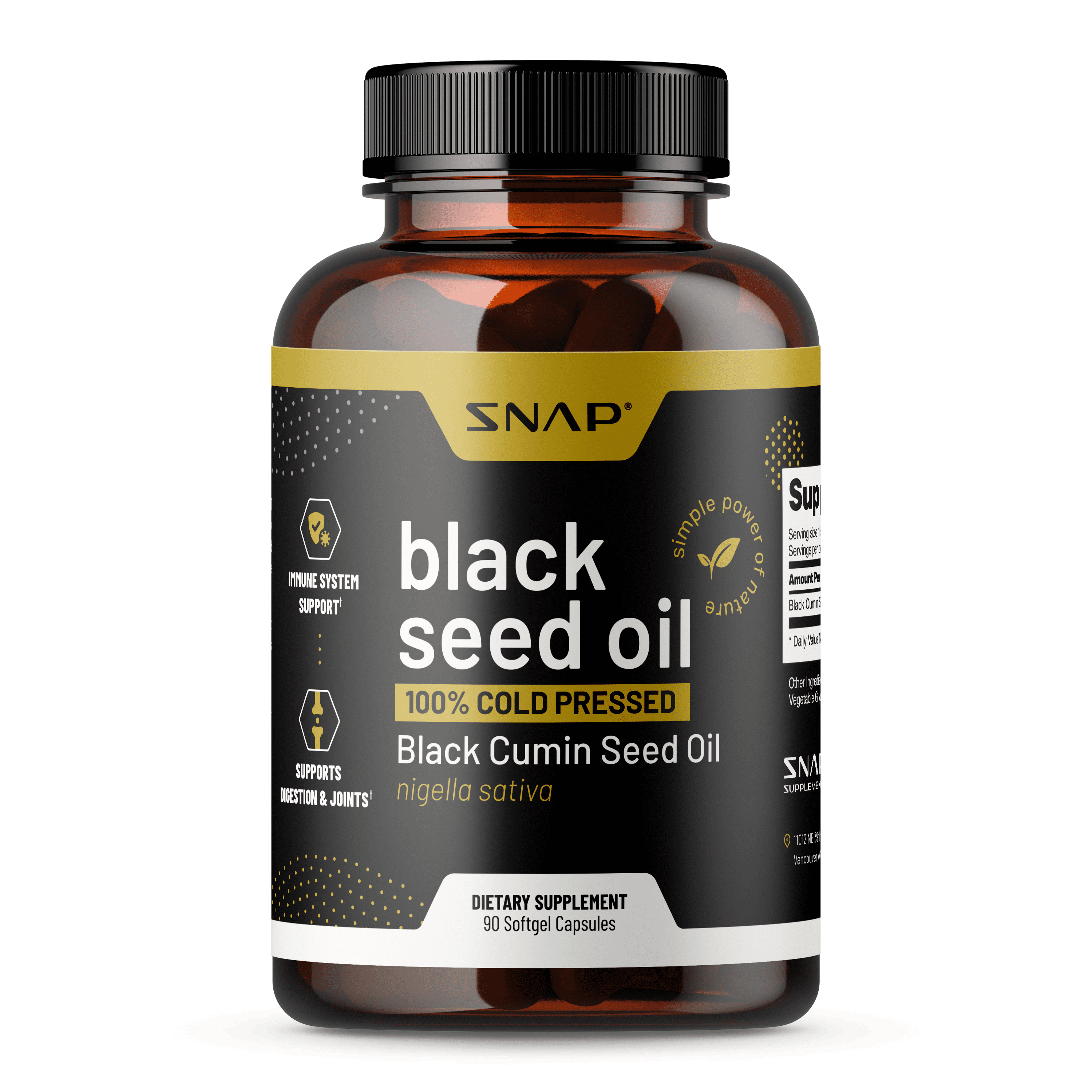 Natural Black Seed Oil Capsules 100% Cold Pressed  (90 Capsules)