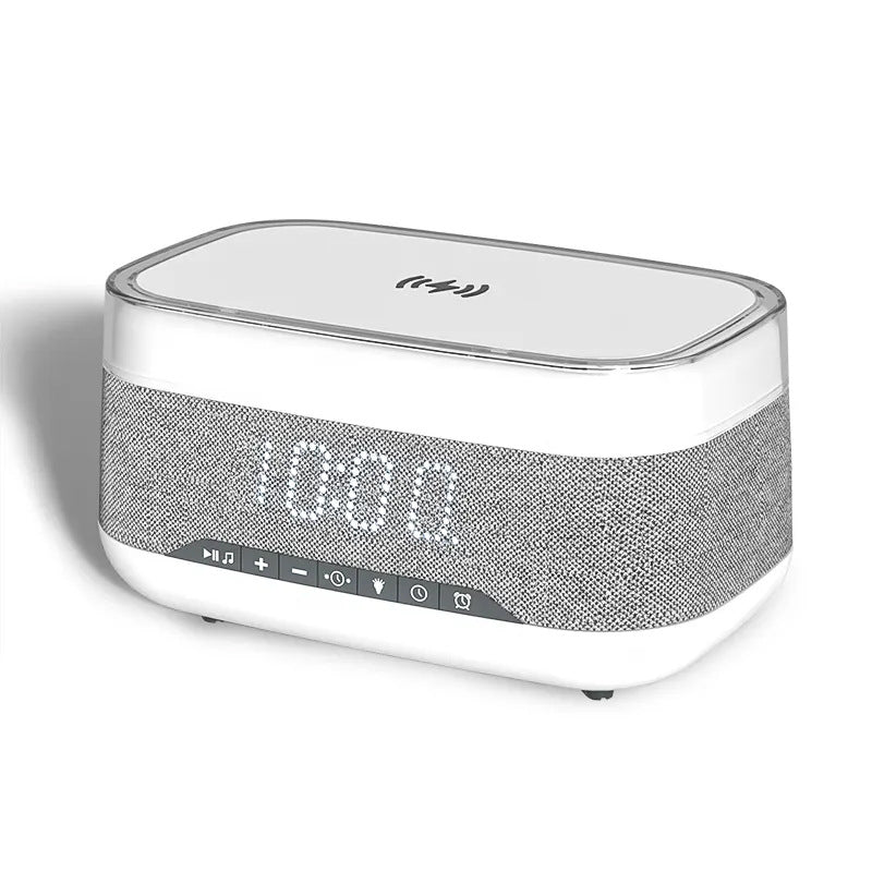 Intelligent Multifunctional Alarm Clock Bluetooth Speaker Wireless Charger Fast Charge Clock Atmosphere Night Light Home Decor