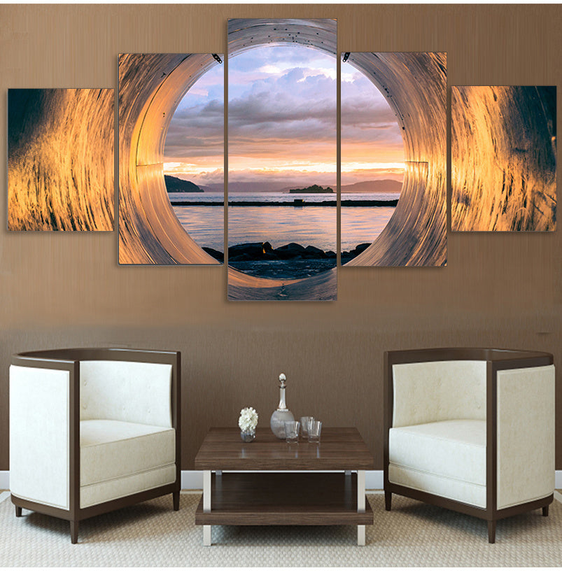 Poster Art Painting Home Decor Sunset Tube Seascape Frame Living Room Canvas