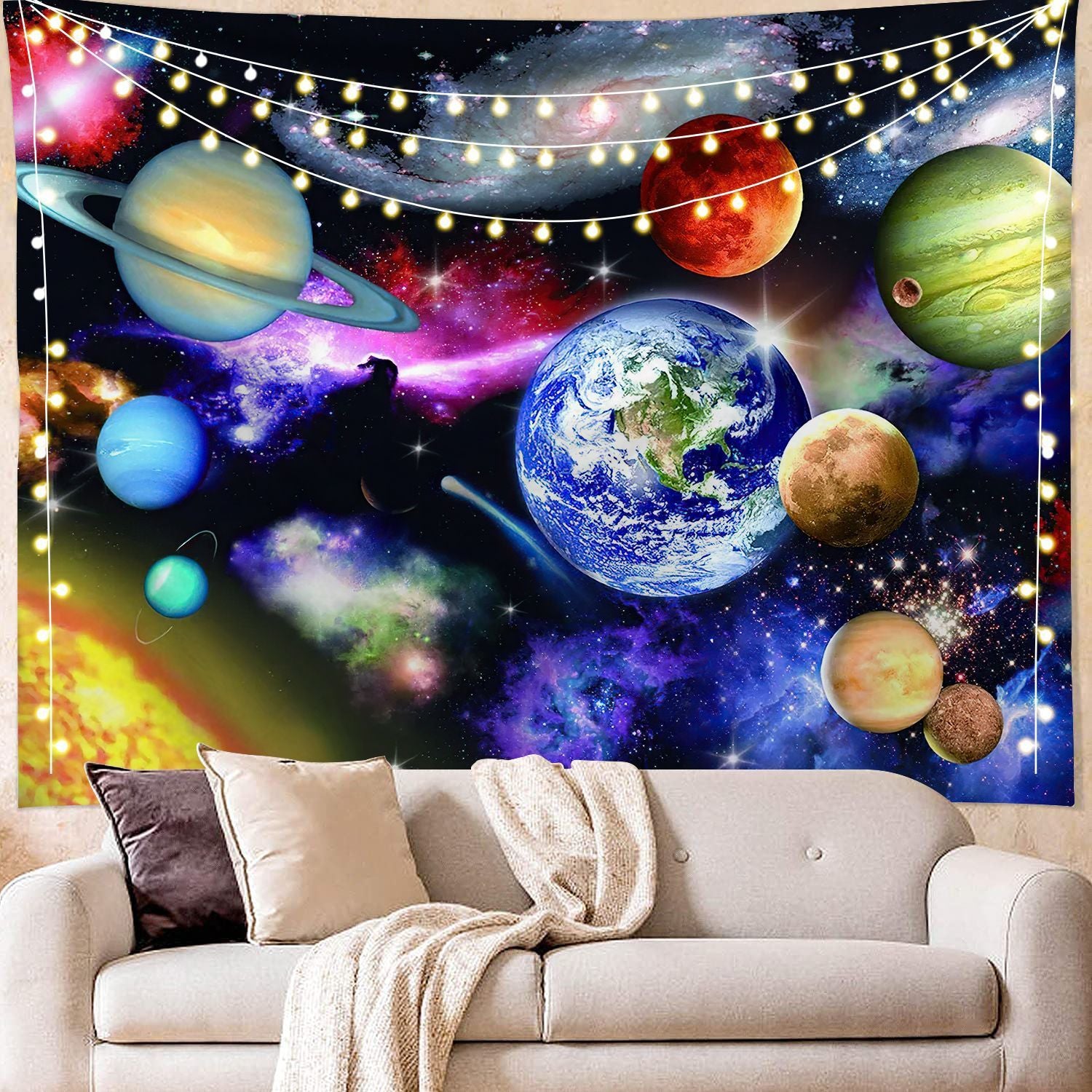 Digital Printing Colorful Starry Art Wall Tapestry