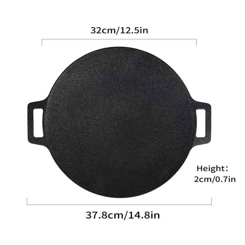 Korean BBQ Grill Pan round Griddle Pan for Gas Open Fire Camping Home Outdoor Stoves Circular Multiple Sizes Black