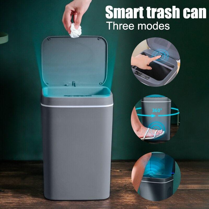 16L Smart Trash Can Automatic Sensor Dustbin Electric Waste Bin Waterproof Wastebasket for Kitchen Bathroom Recycling Trash