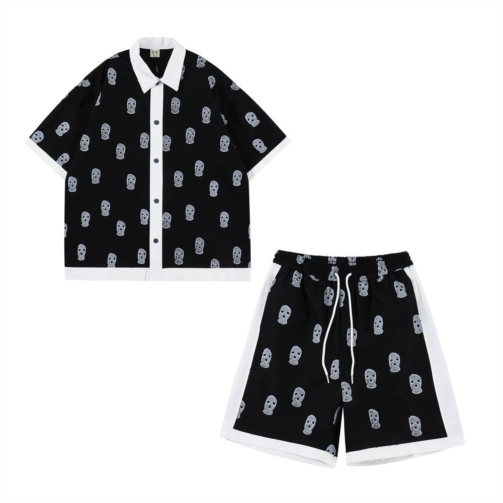 Casual Men's Loose Shirt Shorts Two Piece Set