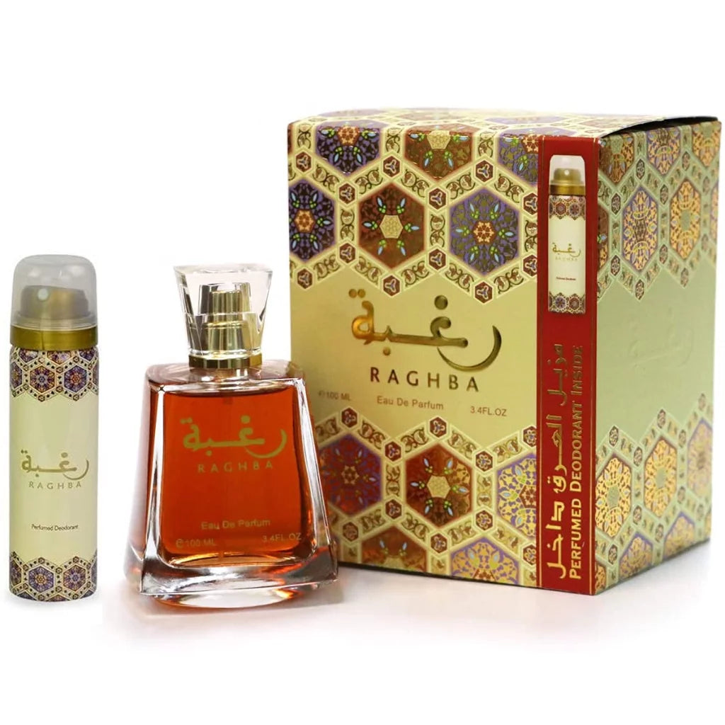 Raghba EDP Spray 3.4 Oz / 100 Ml & Deodorant 1.6 Oz for Unisex