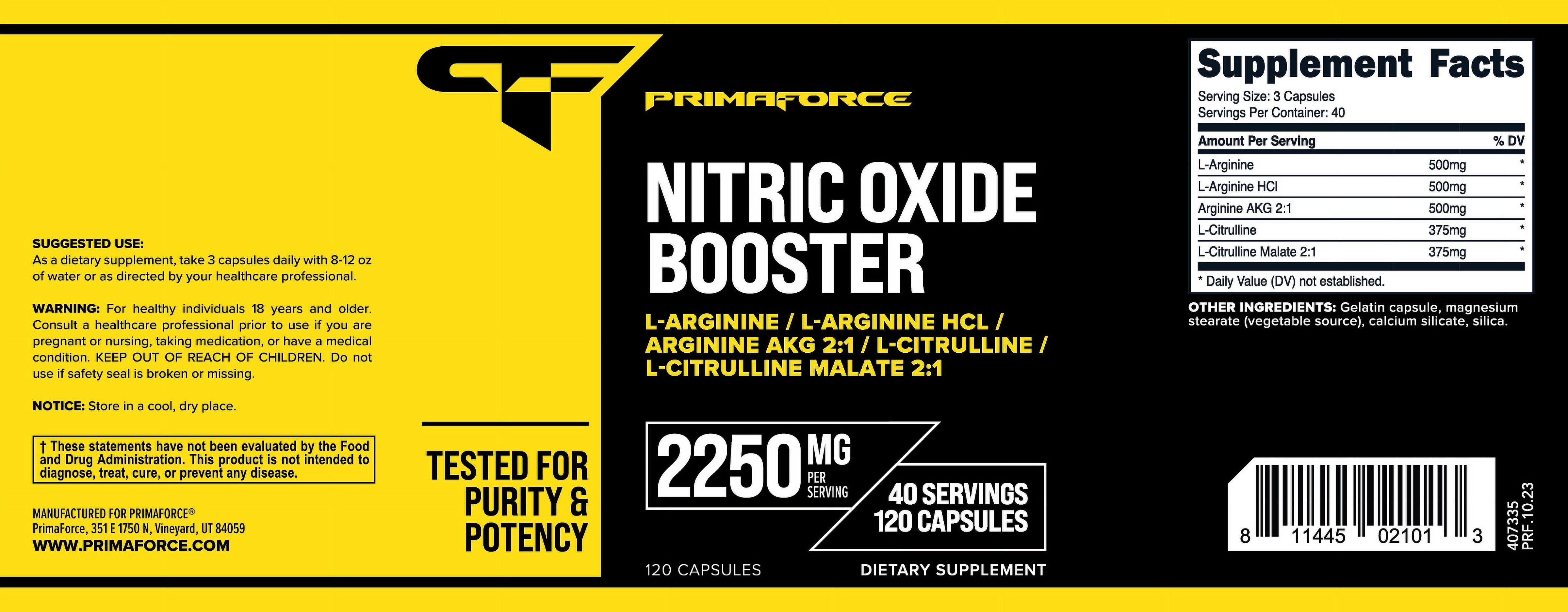 Nitric Oxide Booster, 750 Mg, 120 Capsules,