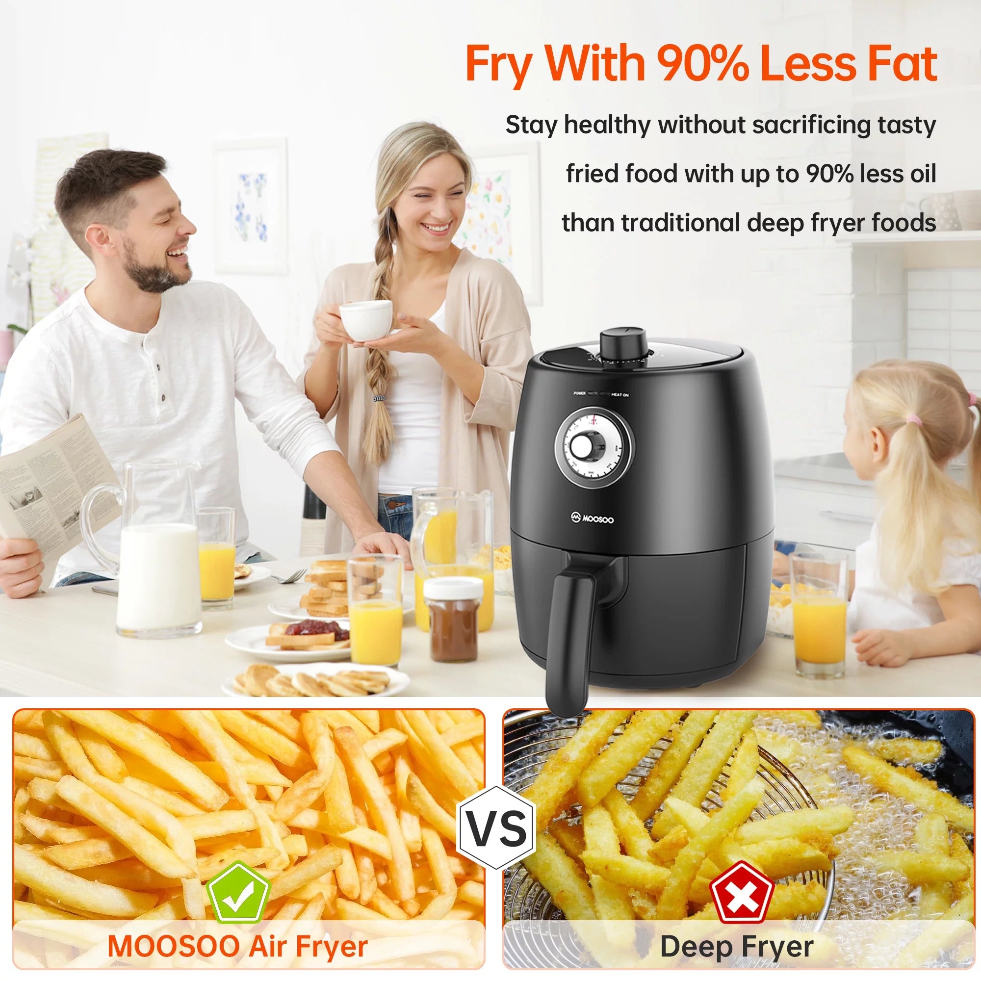 Air Fryer 2Qt Air Fryer Oven with Time/Temp Control, Air Fryer Liner