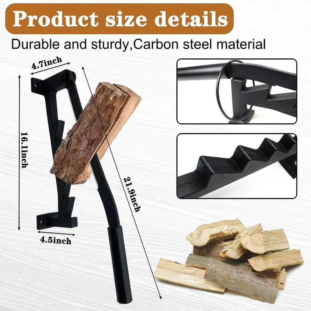 Wood Splitter Wall Mounted Log Splitter Cork Firelighter Separator with Firewood Tote Bag Firewood Cutter