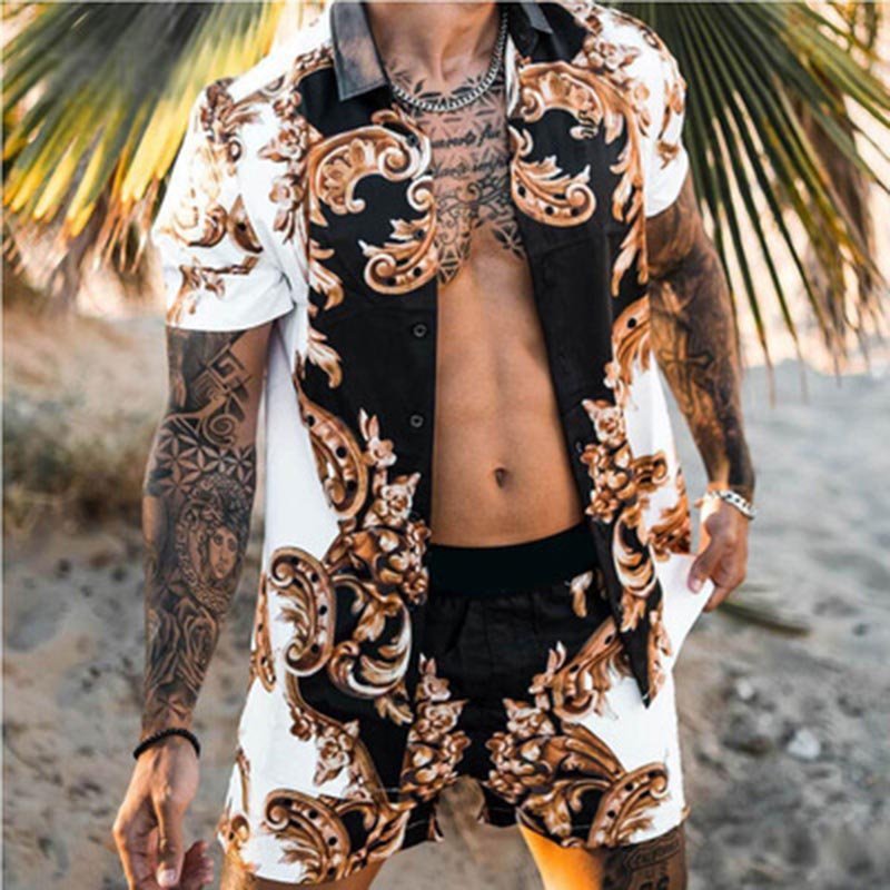 Loose Shirt Casual Men's Shorts Short Sleeve Suit