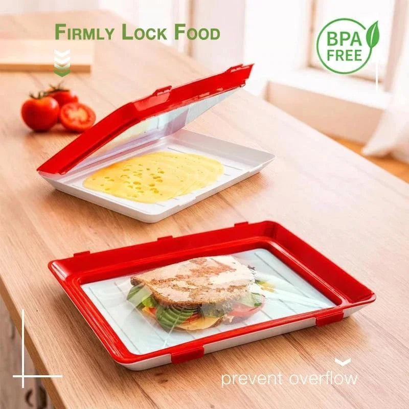 Food Preservation Tray BPA Free Reusable Stackable Food Tray Safety Plastic Food Refrigerator Storage Tray Keep Food Fresh Tray