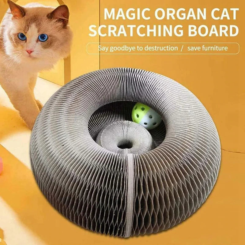 Magic Organ Cat Scratching Board Cat Toy with Bell Cat Grinding Claw Cat Climbing Frame Magic Organ Pet Cat Play Scratch Toy