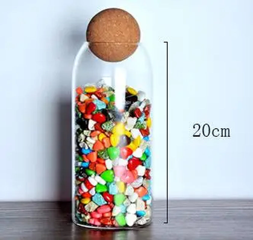 Cork Stopper High Borosilicate Transparent Glass Sealed Can Kitchen Food Grain Storage Can Tea Can Candy Storage Tank Tools