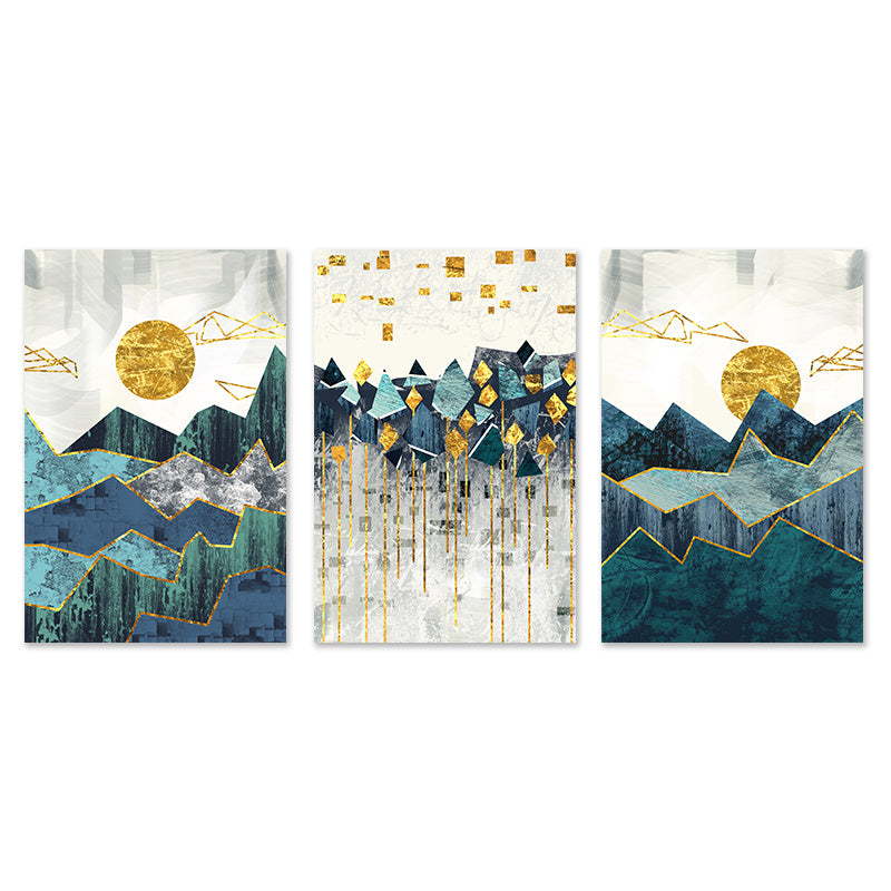 Nordic Abstract Geometric Mountain Landscape Wall Art Canvas Painting Poster