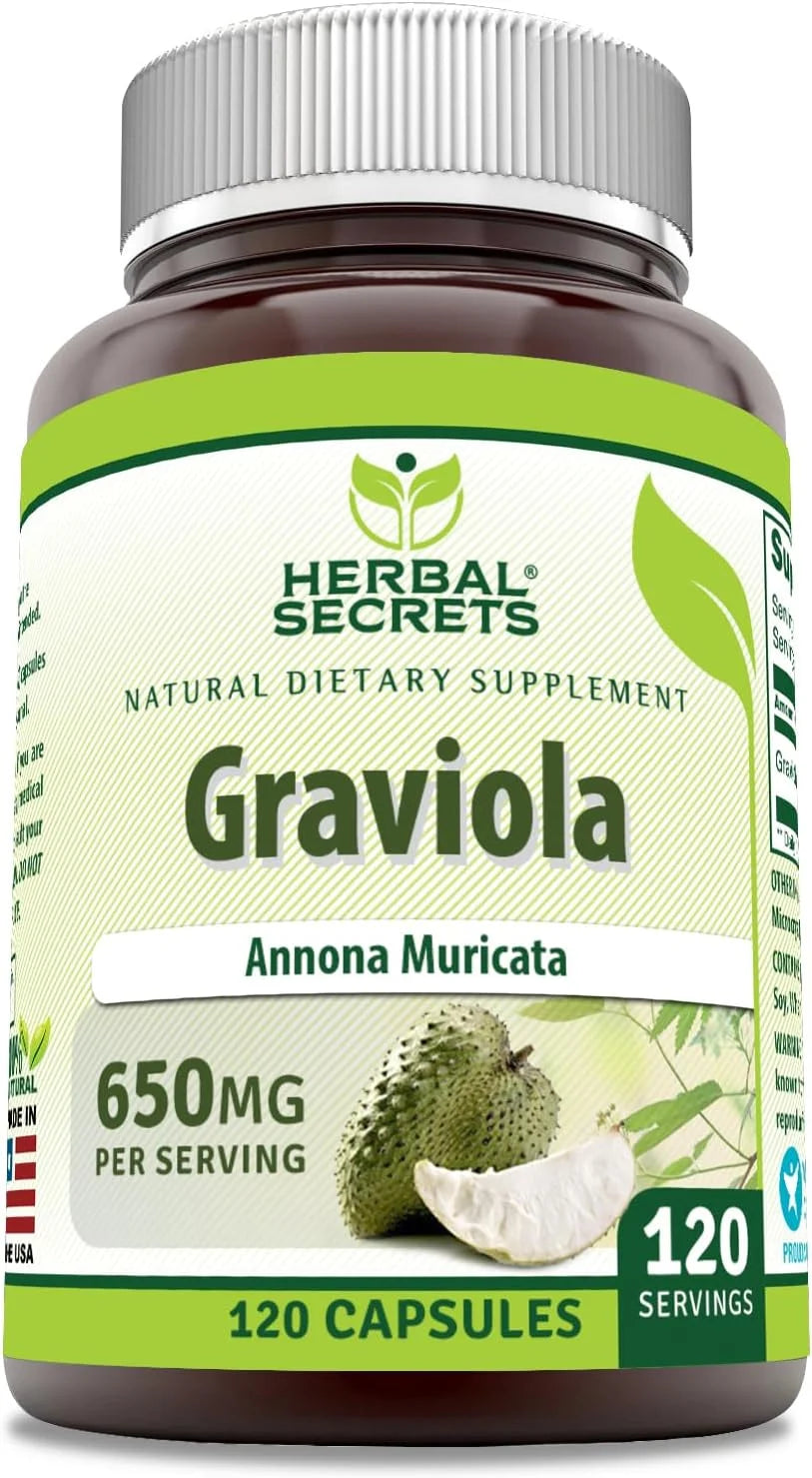 Graviola 650 Mg per Serving 120 Veggie Capsules Supplement | Non-Gmo | Gluten Free | Made in USA