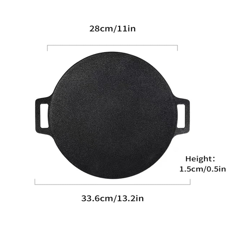 Korean BBQ Grill Pan round Griddle Pan for Gas Open Fire Camping Home Outdoor Stoves Circular Multiple Sizes Black