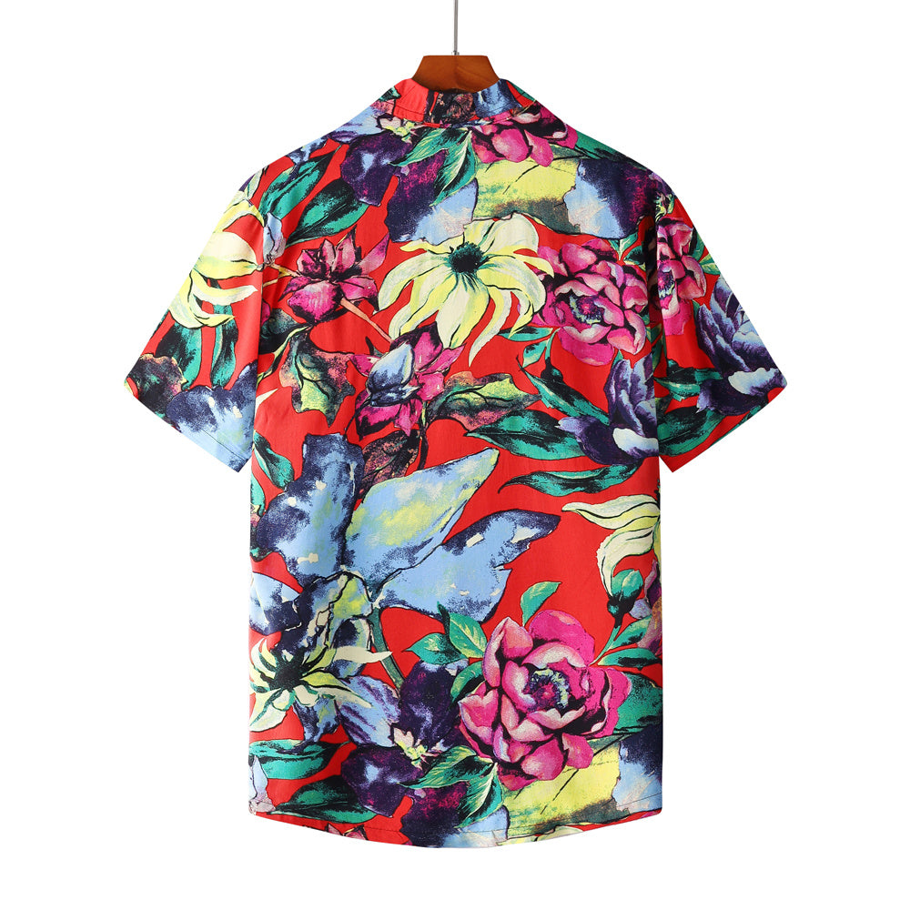 Men's Short Sleeve Shirt Fashion Loose Printed Shirt