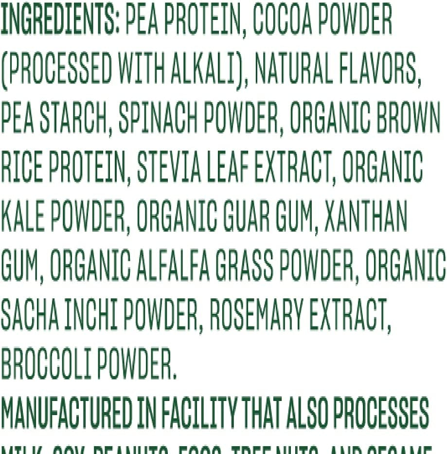 Protein and Greens Protein Powder, Chocolate - 20G Plant Based Protein plus Veggies, n, Non GMO, Pea Protein for Women and Men, 1Lbs (Packaging May Vary)