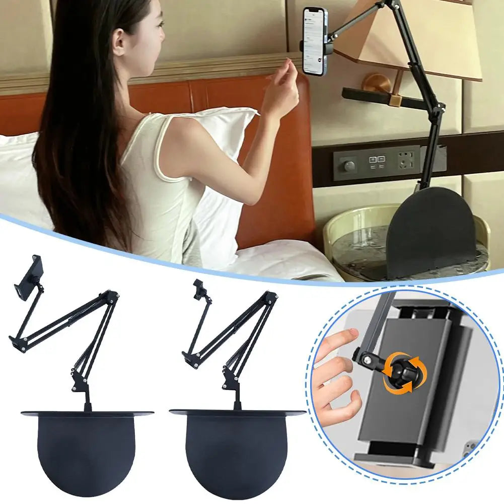 Retractable Hidden Bedside Phone Tablet Holder 360° Rotating Flexible Desktop Phone Mount Lazy Bracket Bed Desk Tablet Stand