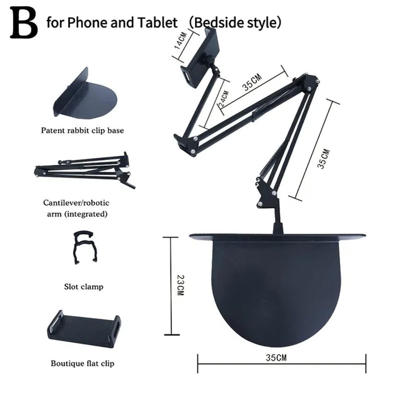 Retractable Hidden Bedside Phone Tablet Holder 360° Rotating Flexible Desktop Phone Mount Lazy Bracket Bed Desk Tablet Stand