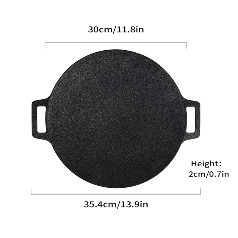 Korean BBQ Grill Pan round Griddle Pan for Gas Open Fire Camping Home Outdoor Stoves Circular Multiple Sizes Black