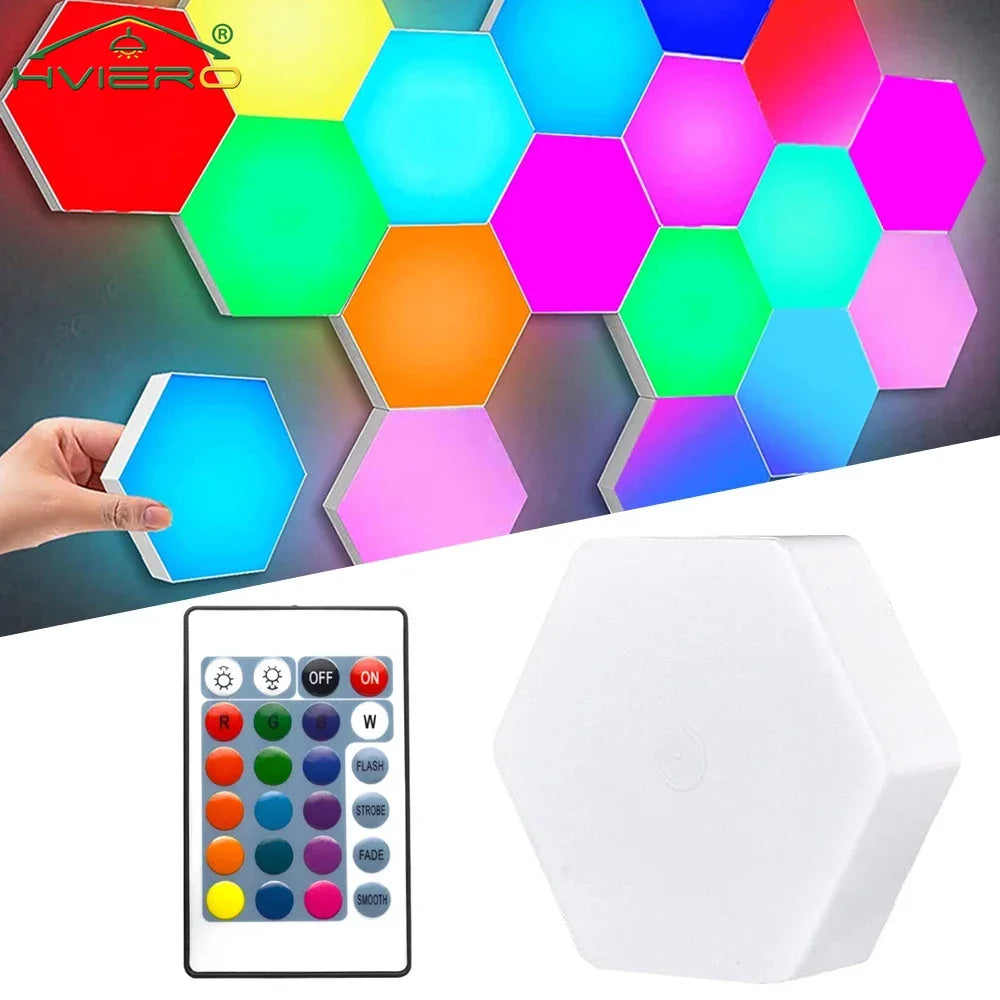 RGB Room LED Quantum Hexagon Light Touch Sensor Wall Lamp DC 5V Honeycomb Colorful Modular Control Night for Bedroom Decoration