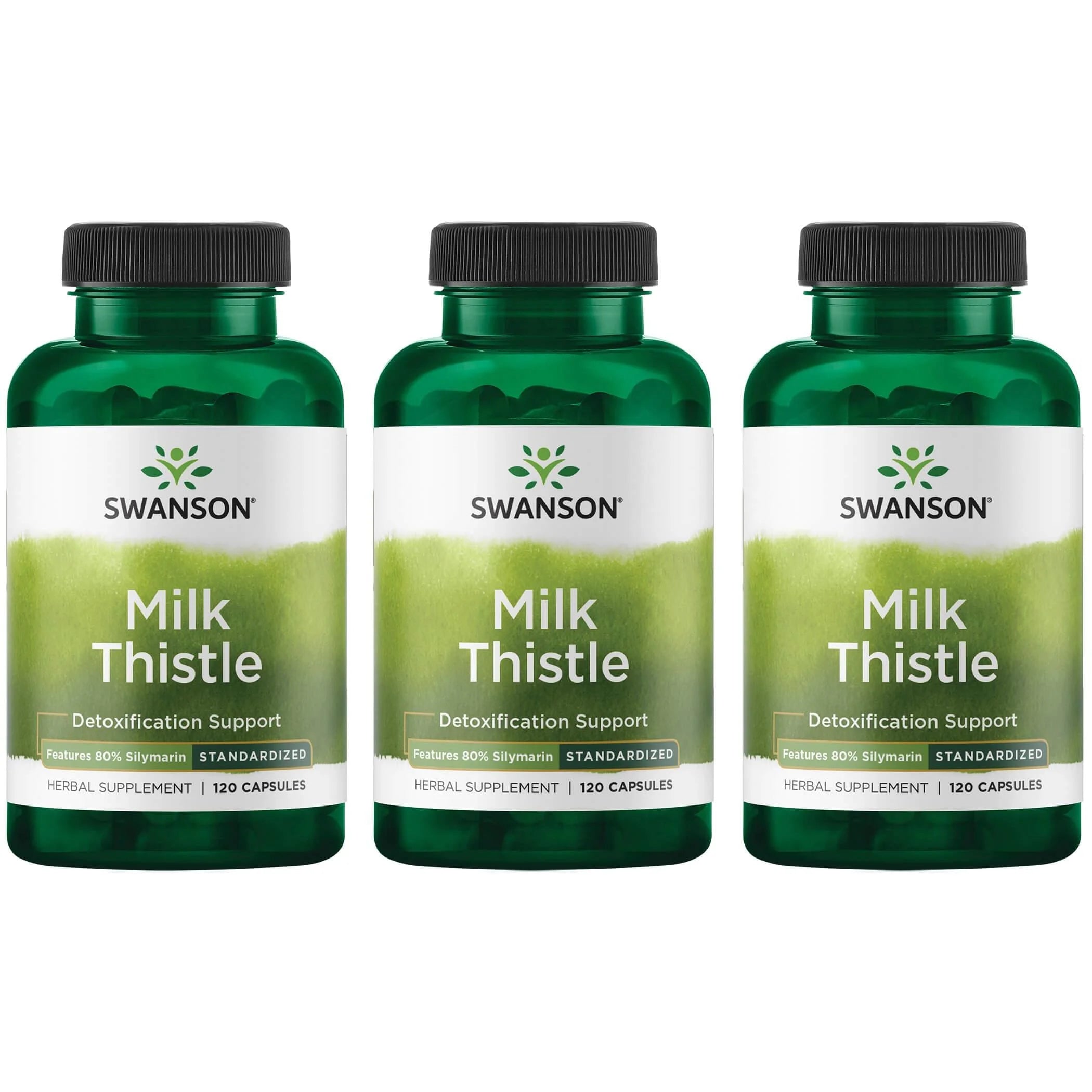 Milk Thistle - Features 80% Silymarin 120 Caps 3 Pack